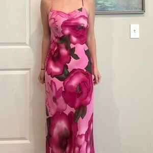 Vintage y2k Pink Floral Maxi Dress
